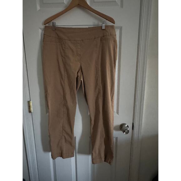 Westbound Petites Dark Tan Straight Leg Crop Pants Plus Size 18W - Picture 1 of 8